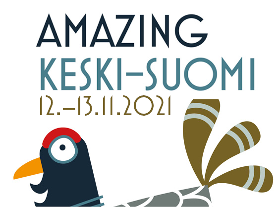 Amazing Keski-Suomi -kilpailun logo. Kuvassa on linkki tapahtuman verkkosivuille.