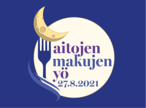 Aitojen makujen yön logo, jossa linkki Aitojen makujen yön nettisivuille