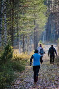 Polkujuoksija syksyllä Salamajärven kansallispuistossa. Kuva: Upe Nykänen/retkeilyKS