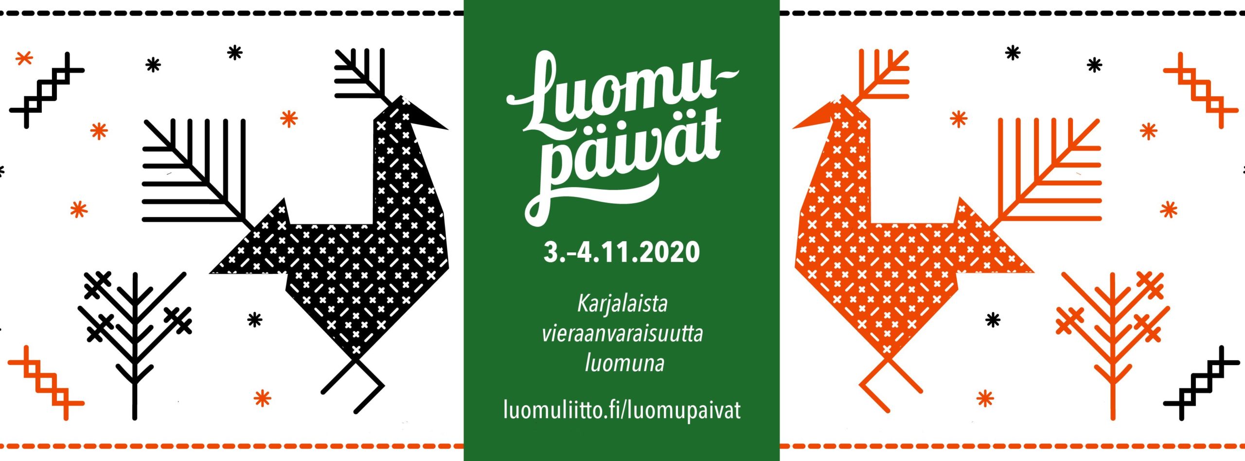 Luomupäivät 2020 -tapahtuman logo ja slogan: "Karjalaista vieraanvaraisuutta luomuna".