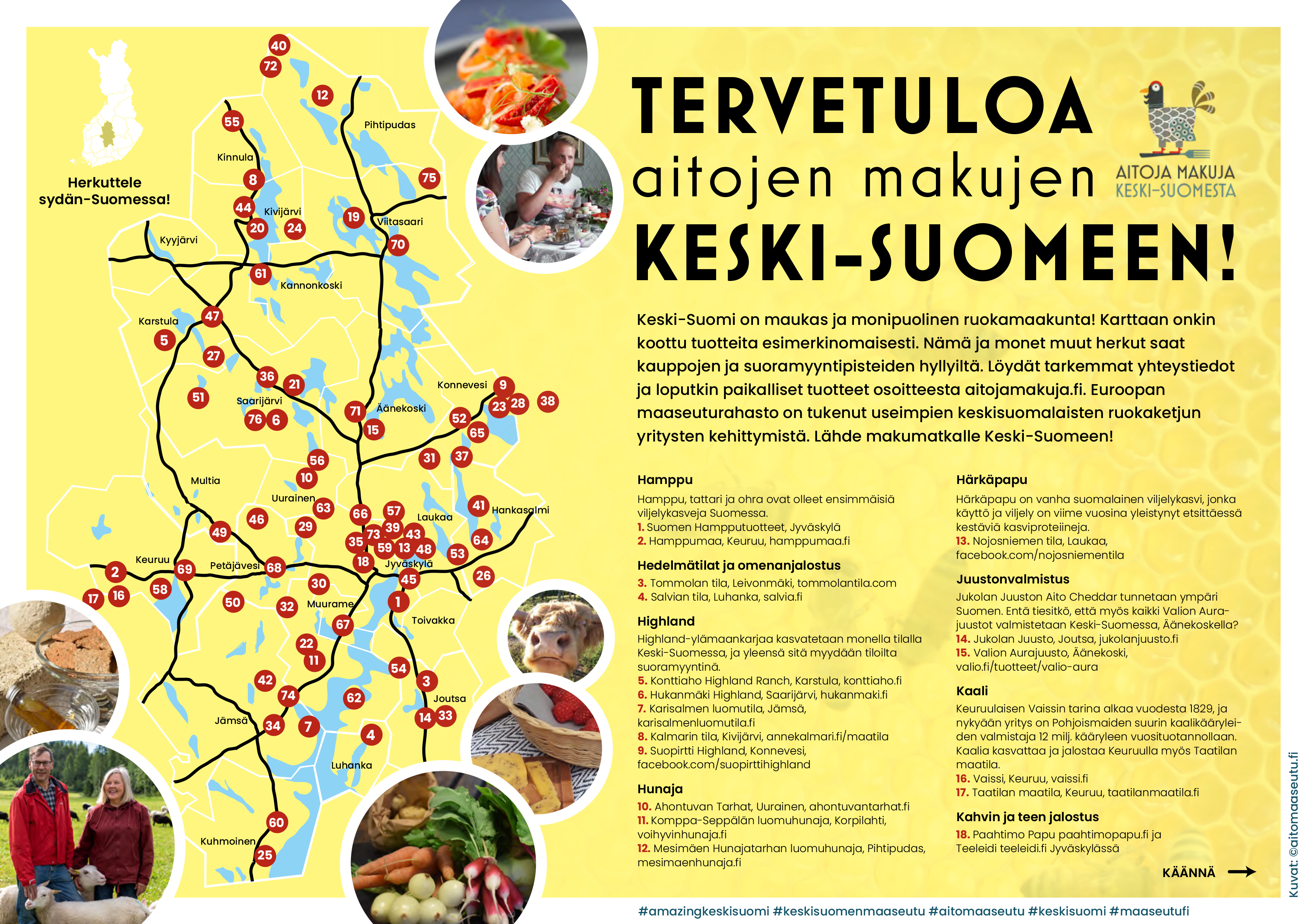 Keski-Suomen ruokakartta kutsuu tutustumaan lähellä tuotettuun ruokaan -  Aito Maaseutu