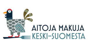 Aitoja makuja Kesksi-Suomesta -logo, logossa linkki KEKO2-hankkeen verkkosivuille.